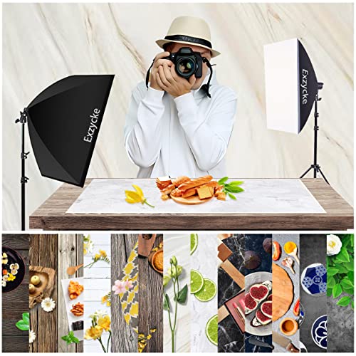 Exzycke 7Pcs 14Patterns Photography Background Paper With Stand, 34X23In Double-Sided Photo Tabletop Backdrops Props For Food Jewelry Cosmetics Makeup (Black White Brown) #TOP1