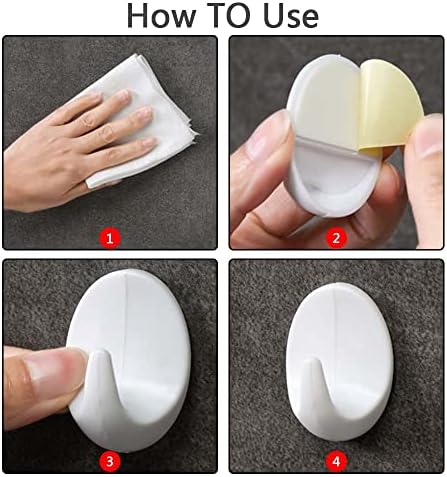 9 Pcs Wall Hooks Hold 1KG Heavy Duty Wall Hook White Self Adhesive Hooks for Bathroom Kitchen Hanging Coat Cloth Towel Robe