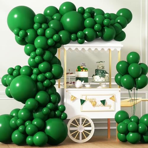 APLANET 150pcs Dark Green Balloons Different Sizes 18 12 10 5 Inches Emerald Green Latex Balloon for Birthday Party Baby Shower Safari Jungle Masquerade, Arch Kit Decoration by ZJHAI - Used condition - US$7.21