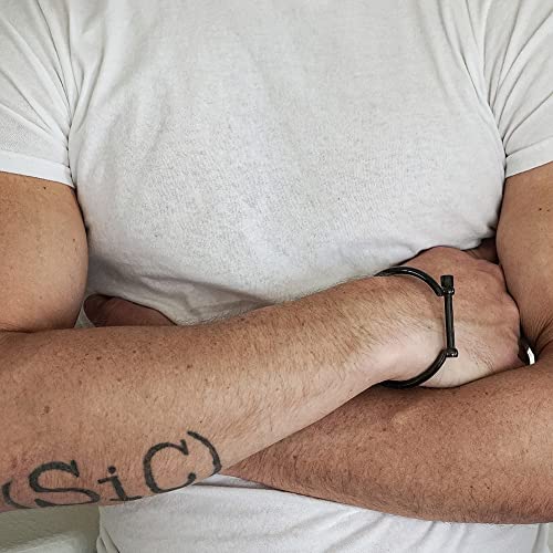 Wistic Bar Screw Bracelets Cuff Bangle For Men Stainless Steel Jewelry Chunky Bracelet For Women Stainless Steel And Magnetic Clasp Wristband Cuff Bracelet For Girls Gold Rose Gold Silver Black Pvd Plated Touch Of Luxury Polished Chunky Couples Friendship Bracelets (Men Black) #TOP2