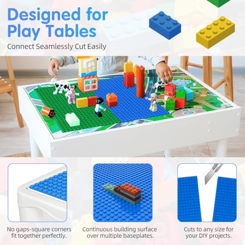 HOTUT Bauplatte Kompatibel mit Meisten Marken, 6 Platten-Set Classic Grundplatte 12.9 * 25.6 cm, Konstruktionsspielzeug für Kinder,Kreatives Lernspielzeug