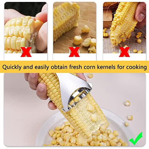 Corn Peeler 3Pcs Corn On The Cob Remover Tool Magic Corn Cob Stripper Stainless Steel Corn Stripper With Ergonomic Handle #TOP1