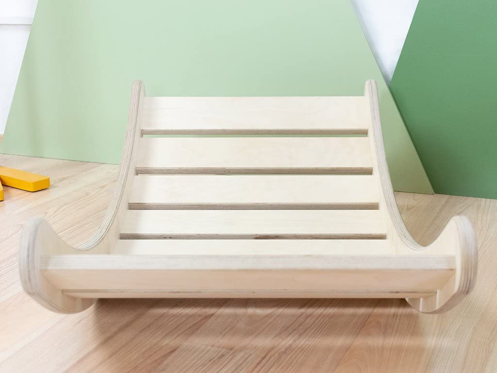 Benlemi Montessori Balance Board ROKIT - Solid Wood - Black and White