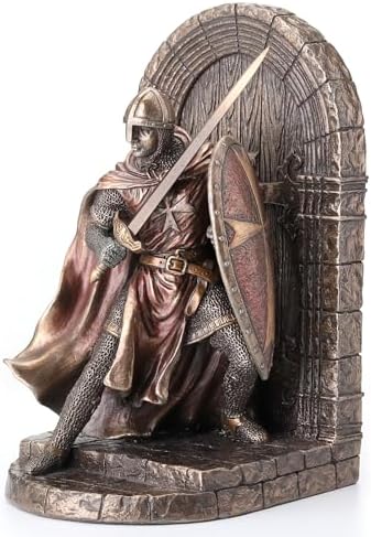 Veronese Design Maltese Crusader Statue in Armor Guarding Door Ho...