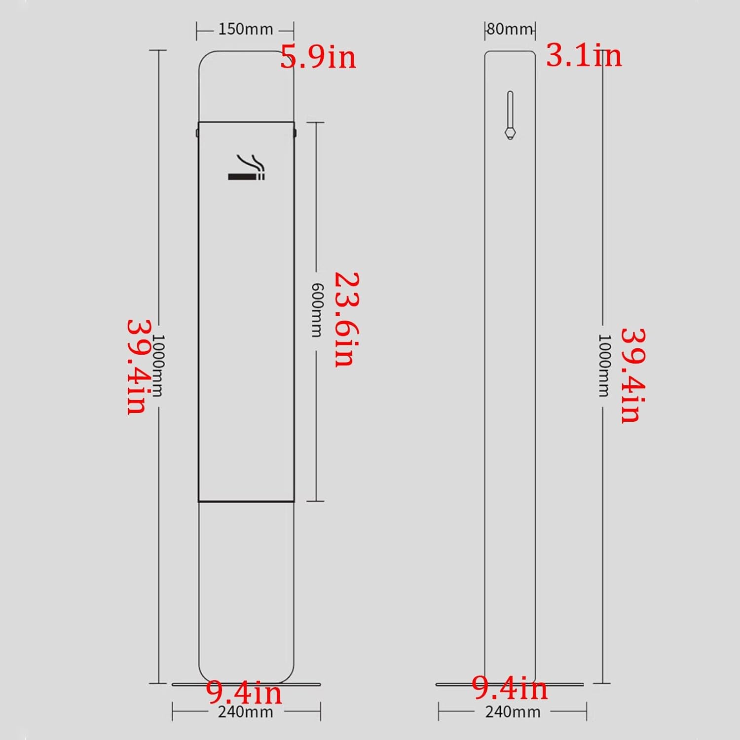 JKGHK Outdoor Standing Ashtray, Cigarette Disposal Stainless Steel, Removable Cigarette Butt Column, Commercial Floor Standing Cigar Ashtray, for Backyard, Malls(White)