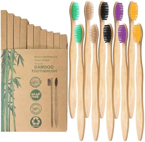 10 Pack Natural Bamboo Toothbrushes,Organic Biodegradable Handle ...
