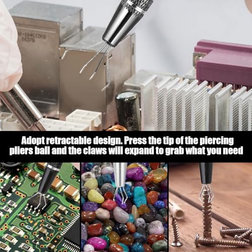 3 Stück Piercing Kugel Aufdreher,Piercing Zange mit 4 Klauen,Piercing Zange Kugelhalter,Piercing Zange Für Kugeln,Schmuck Pick Up Werkzeug,Piercing Ball Grabber für Diamanten Uhren Brillen