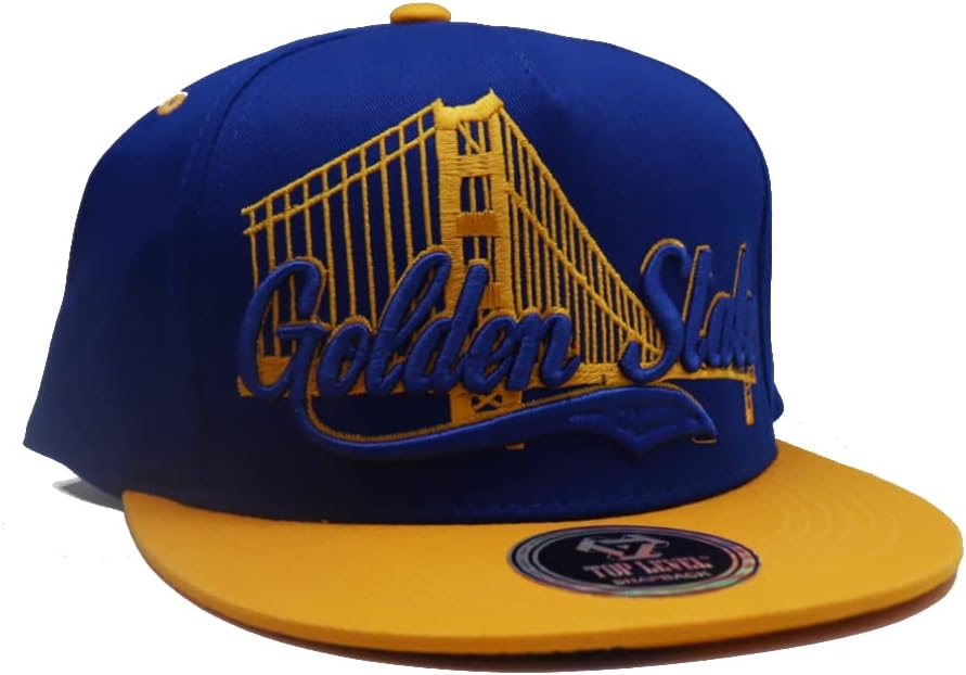 Golden State New Leader Top Level Bridge Wave Blue Gold Era Snapback Hat - Image 4