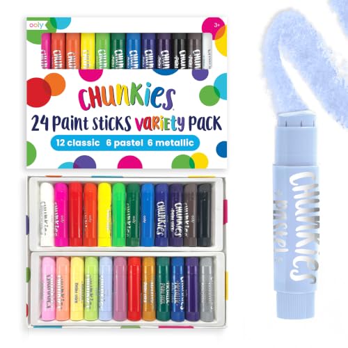 Ooly Chunkies Tempera Paint Sticks Set of 24 - Classic Pastel & Metallic