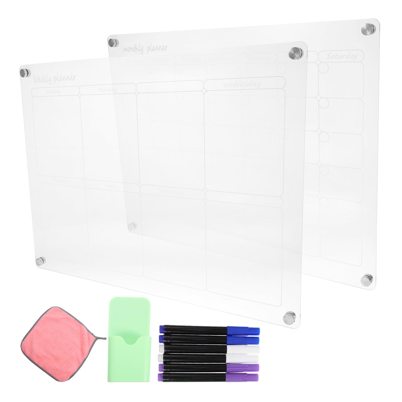 MAGICLULU Lavagna Magnetica Trasparente Settimanale Mensile per Frigorifero Pianificatore di Pasti Cancellabile Secco Calendario Organizzativo per Cucina