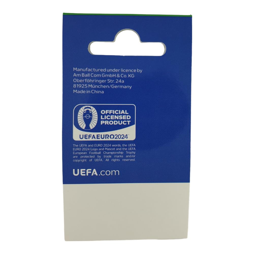 AMBALLCOM | Réplica en miniatura de la Copa Uefa EURO 2024 | Pin's anfitrión - Varias ciudades | 23x31mm | Tarjeta en papel | Regalo para los fanáticos del fútbol