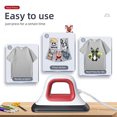 Heat Press - 7" X 3.8" Heat Press Machines For T Shirts Shoes Bags Hats And Htv Vinyl Projects & Portable Easy Iron Press Machine For Heating Transfer #TOP1