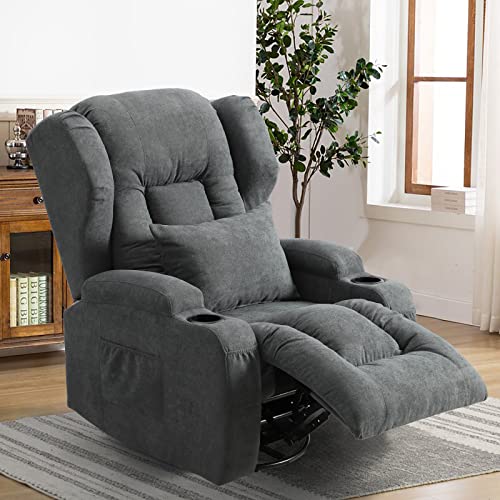 Ipkig Manual Recliner Chair For Adult - Swivel Rocker Recliner Chairs, Living Room Recliner Classic Single Sofa With Cup Holders, Side Pockets And Lumbar Pillow Home Theater Seat Rocking Chair (Blue) #TOP18