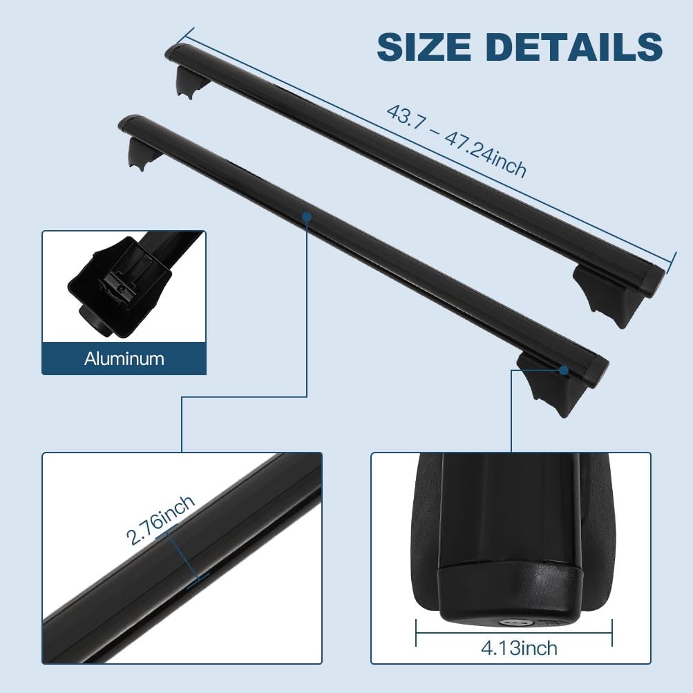 ECCPP Black Roof Rack Cross Bar Luggage Cargo Carrier Rails Fits For Jeep Compass 2008-2010 Roof Rack Crossbars