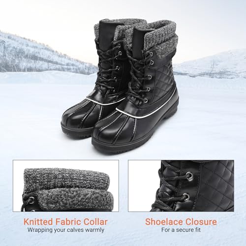 DREAM PAIRS Women's Mid Calf Duck Winter Boots,Black,10 angle 5