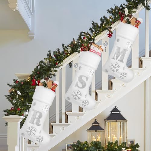 VEYLIN Personalised Christmas Stockings, 20 Inch Plush Christmas Stockings Large Embroidered Stockings Initial Christmas Stockings for Kids/Adult Alphabet M — photo 5