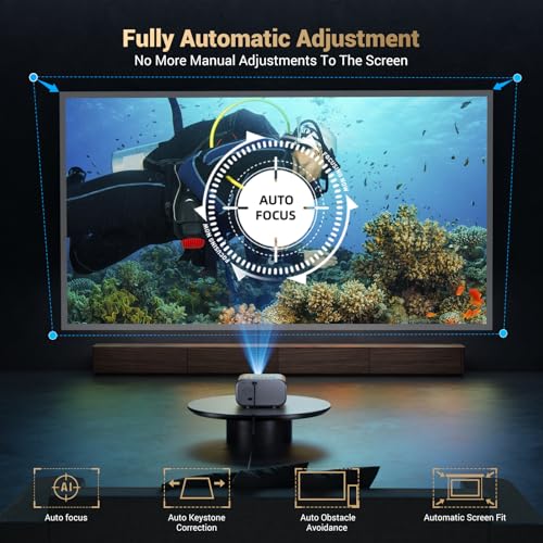 Image of Projector with WiFi and Bluetooth: [Auto Focus /Keystone] - NICPOW Full HD 1080P 4K Supported Portable Bluetooth Projector for Gaming Devices and Phones - Ideal for Indoor Outdoor Use - Grey