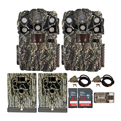 Browning Trail Cameras Recon Force Elite HP5 (2-Pack) Bundle with Browning Trail Camera Security Box (2-Pack), Locking Cable (2-Pack), Memory Card (2-Pack) and Card Reader Bundle (9 Items) - Browning