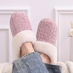 Evshine Warm Knit House Slippers for Women Comfy Wool-Like Lined Chenille Slippers with Memory Foam and Indoor Outdoor Soles - Image 2