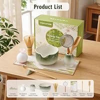Matcha-Schneebesen-Set, 9-teiliges Matcha-Schneebesen und Schüssel-Set, Ständer, Löffel, Schaufel, Halter, Sieb, Geschirrtuch, Eiskugelform, komplettes Starter-Set für Matcha, Teezeremonie und – Ansicht 2