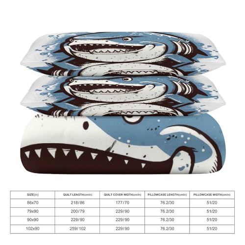 Housse de couette pour grand lit réversible linge de lit 3 pièces avec fermeture éclair - 3