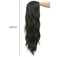 Vista 6 de Pelucas largas rizadas y onduladas de Dai Cloud, con cabello negro y reflejos blancos, de pelo sintético, resistente al calor, para mujer, para uso