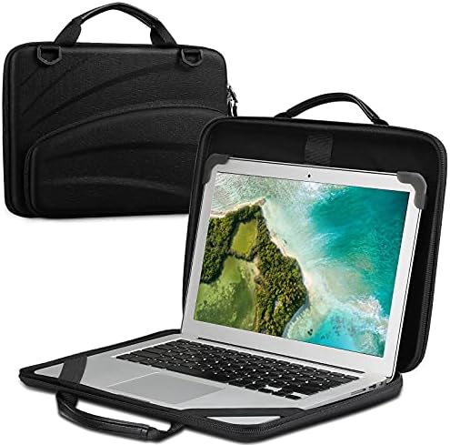 FINPAC 13-14 Inch Laptop Sleeve Case for 14.2" Macbook Pro M1 2021, 13.3" MacBook Air/Pro, ASUS ZenBook/VivoBook 14, 13.5" Surface Book, Protective Briefcase Shoulder Bag with Accessory Pouch, Black