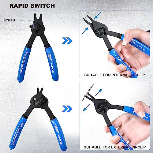 Image of SMOTIVEPRO 12 Piece Versatile Retaining Snap Ring Pliers set,Heavy Duty Fixed Tip Combination Internal /External Snap-ring Pliers for 0.038in 0.047in 0.070in 0.090in