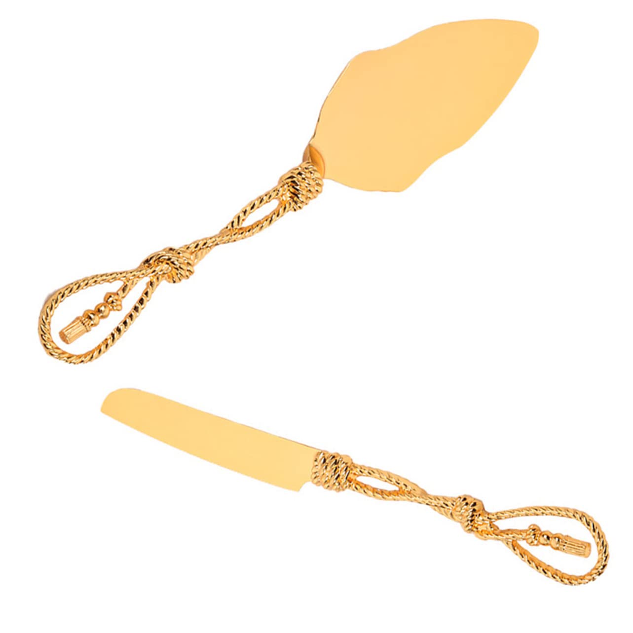 ABOOFAN Tortenheber und Messerset aus Zinklegierung, Gold, 1 Satz