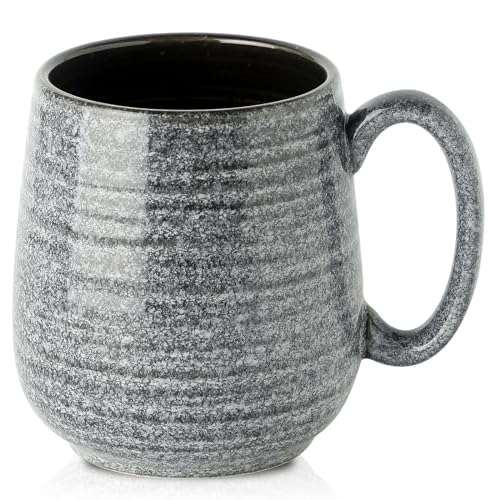 Hasense Large Coffee Mug, 20 oz Porcelain Coffee Cup with Big Handle Easy to Hold, Big Coffee Mug for Latte Coffee Tea Soup as Friend Gifts, Dishwasher and Microwave Safe, 1 PCS (Dark Grey)