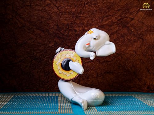 Statue de Ganesh blanche avec instruments musique chic pour décoration maison - 6