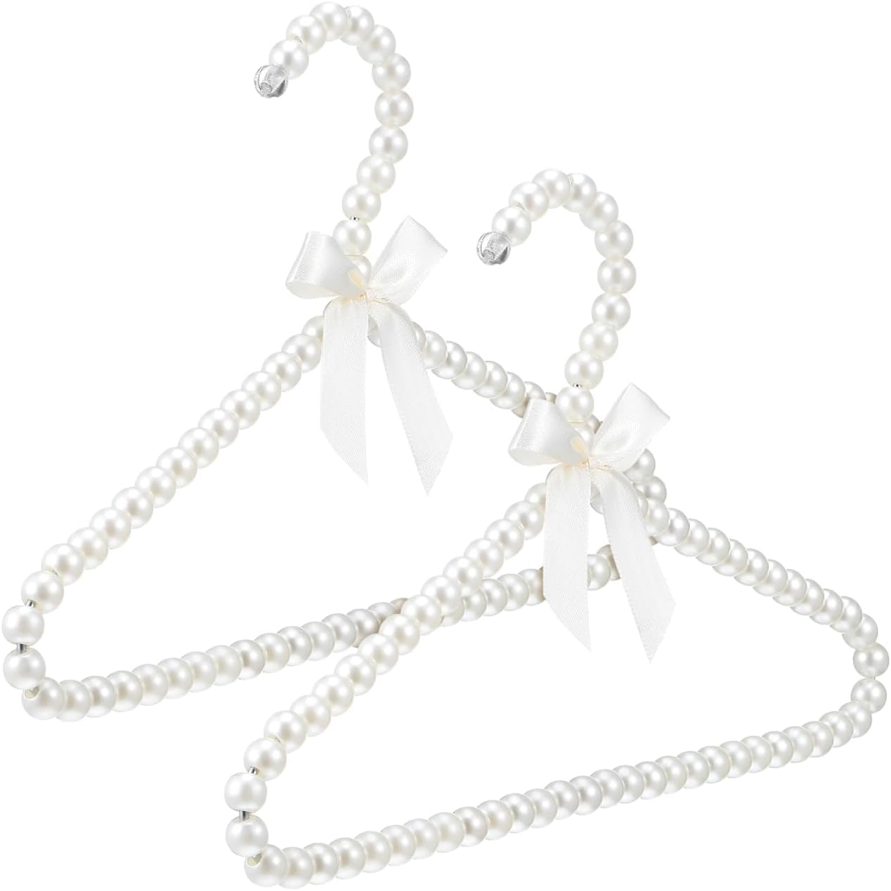 Vastra Kids Pearl Non-Slip Satin Bow – Baby Girl Decorative Beaded Design for Dresses, Coats & Outfits – Available in White & Pink (2, White)-image-3