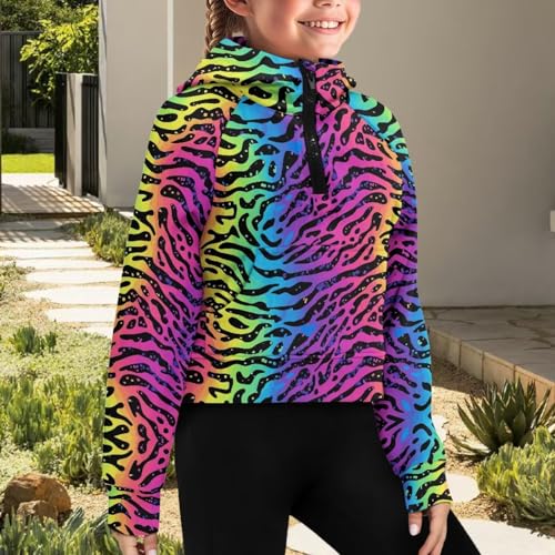 Uourmeti Half Zip Sweatshirts for Teen Girls Long Sleeve Cropped Hoodies Fall Pullover Tops3