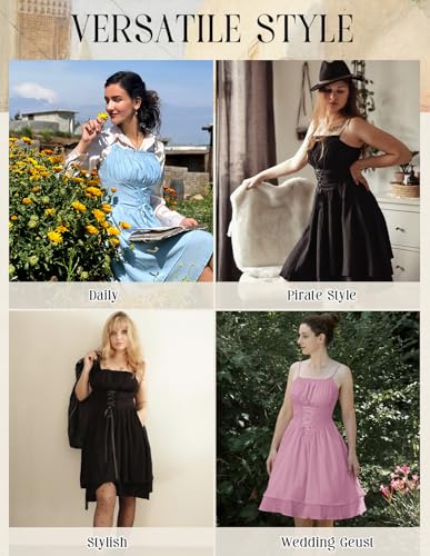 Image of Scarlet Darkness Corset Mini Sundress Chiffon Homecoming Dress for Women | Slim Straps, Ruched Neckline, Lace-Up Front, Layered A-Line, for Graduation Cocktail Party, Fairy Costume with Pockets