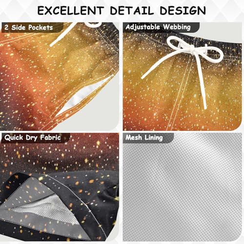 Boccsty Sunset Orange Golden Yellow Glitter Boys Swim Trunks Baby Kids Swimwear Summer Toddler Beach Board Shorts 2T3