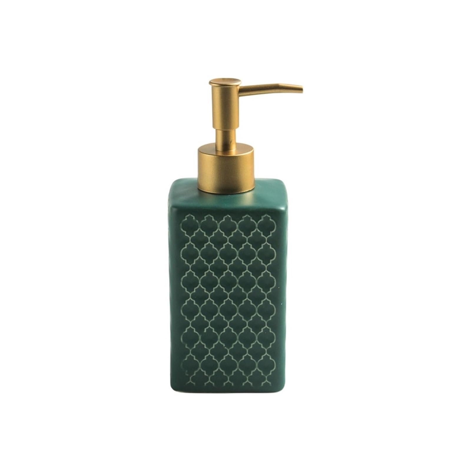 Soap Dispenser Simple Square Ceramic Soap Dispenser Bathroom Lotion Dispenser Push Bottle(Green)