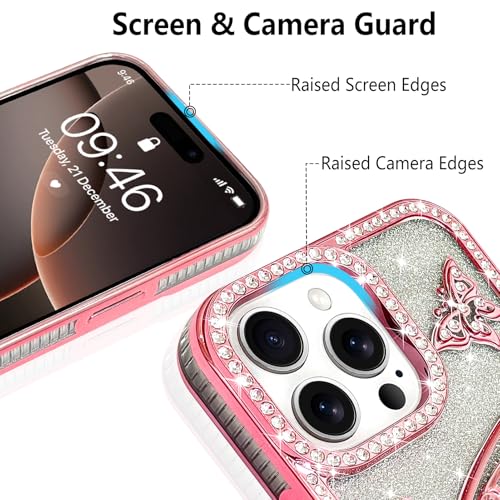 Coque papillon strass iPhone 16 Pro Max pour femmes et filles - 5