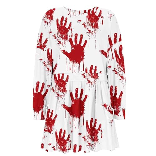 Vestido con capucha Halloween de diseño irregular patchwork y falda plisada 2