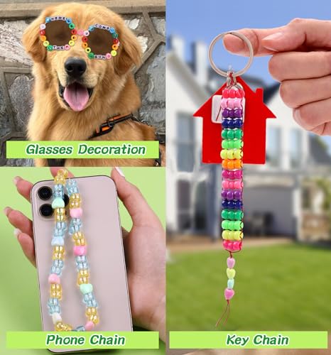 Wutubug 3000Pcs 56 Colors Pony Beads for Bracelet Making Kit, Rainbow Kandi Beads Friendship Bracelet Kit with 910pcs A-Z Letter Bead, DIY Jewelry Making Craft for Adults - Thumbnail 5
