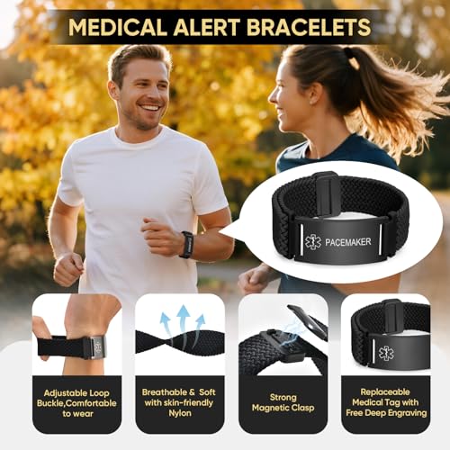 Pulsera de identificación médica elástica para hombres y mujeres miniatura 3