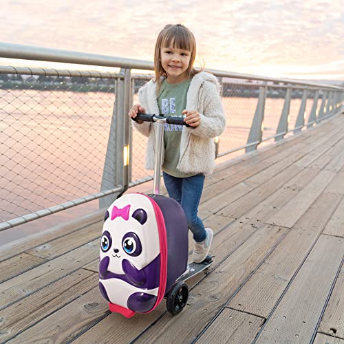 Kiddietotes 3-D Hardshell Ride On Suitcase Scooter For Kids - Cute Lightweight Kids Luggage With Wheels - Fun Led Lights #TOP6