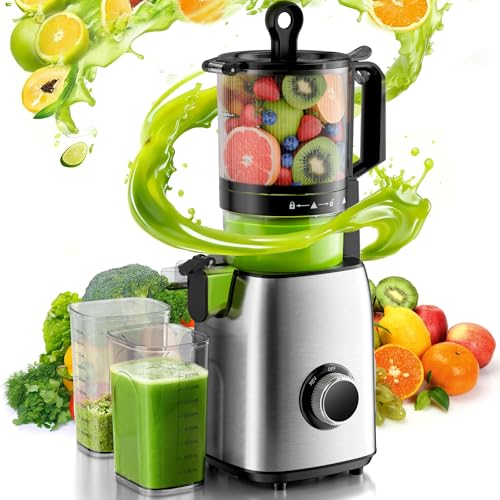 Kismile Cold Press Juicer, 5.4" Wide Feed Chute Slow Masticating