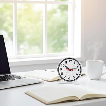 Westclox Keywound Analog Alarm Clock, Loud Bell Alarm, Manual Wind Up, No Batteries or Electricity Required (White, 4.5 x 4.25)