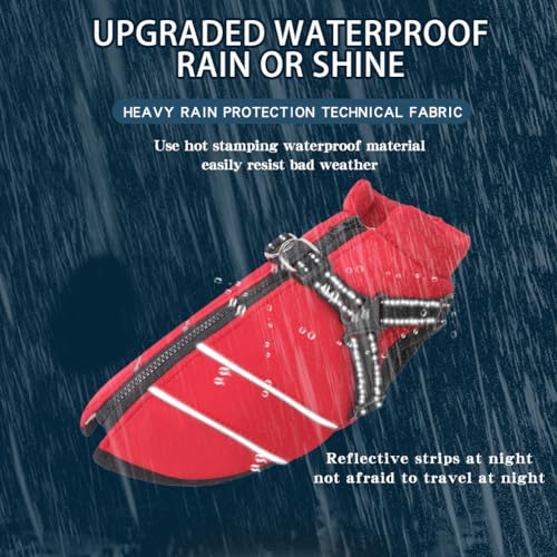 Mitili Warme Hundemantel Wasserdicht mit Geschirr, Reflektierend Hundejacke Winter für Kleine und Mittlere Hunde, Winddichte Hunde Wintermantel, Outdoor Hundeweste (Rot, M)