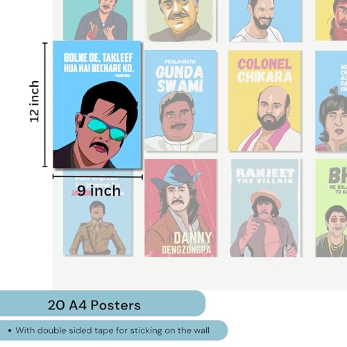 Image of Good Hope Bollywood Posters Set Movie Quotes & Memorable Lines, Perfect for Home Decor Movie Lovers and Fans, wall decoration home bedroom living room Gift Hostel Boys Girls. (Villain Set)