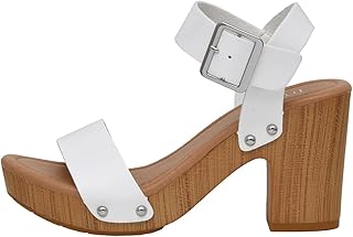 Dunes Women's Sydney Faux Wood Sandal +Memory Foam & LiteSole Technology