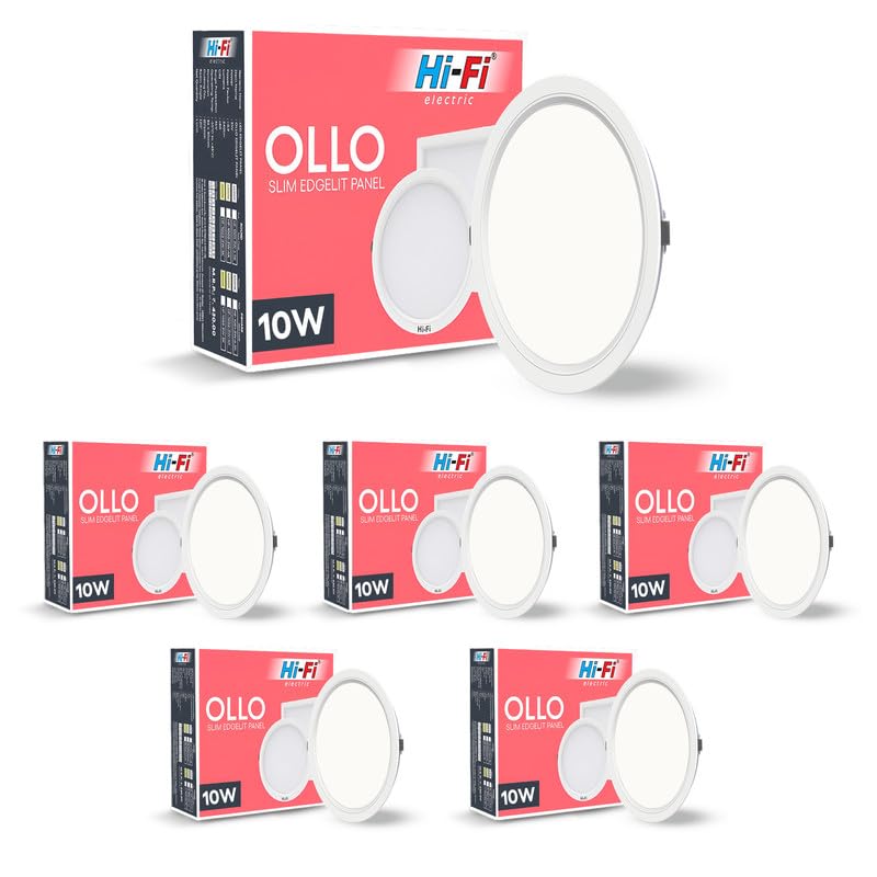 Image of Hi-Fi OLLO Polycarbonate 10-watt Round Led Downlighter| Recessed Led Downlight|Led Ceiling Light for Home and Hall|Cut Out: 68 mm, Color: Natural White (4000K) Pack of 6