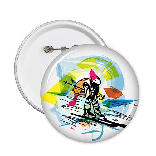 Broches Ski Freestyle aquarelle pour personnaliser vos vestes de sport d'hiver 5 pcs