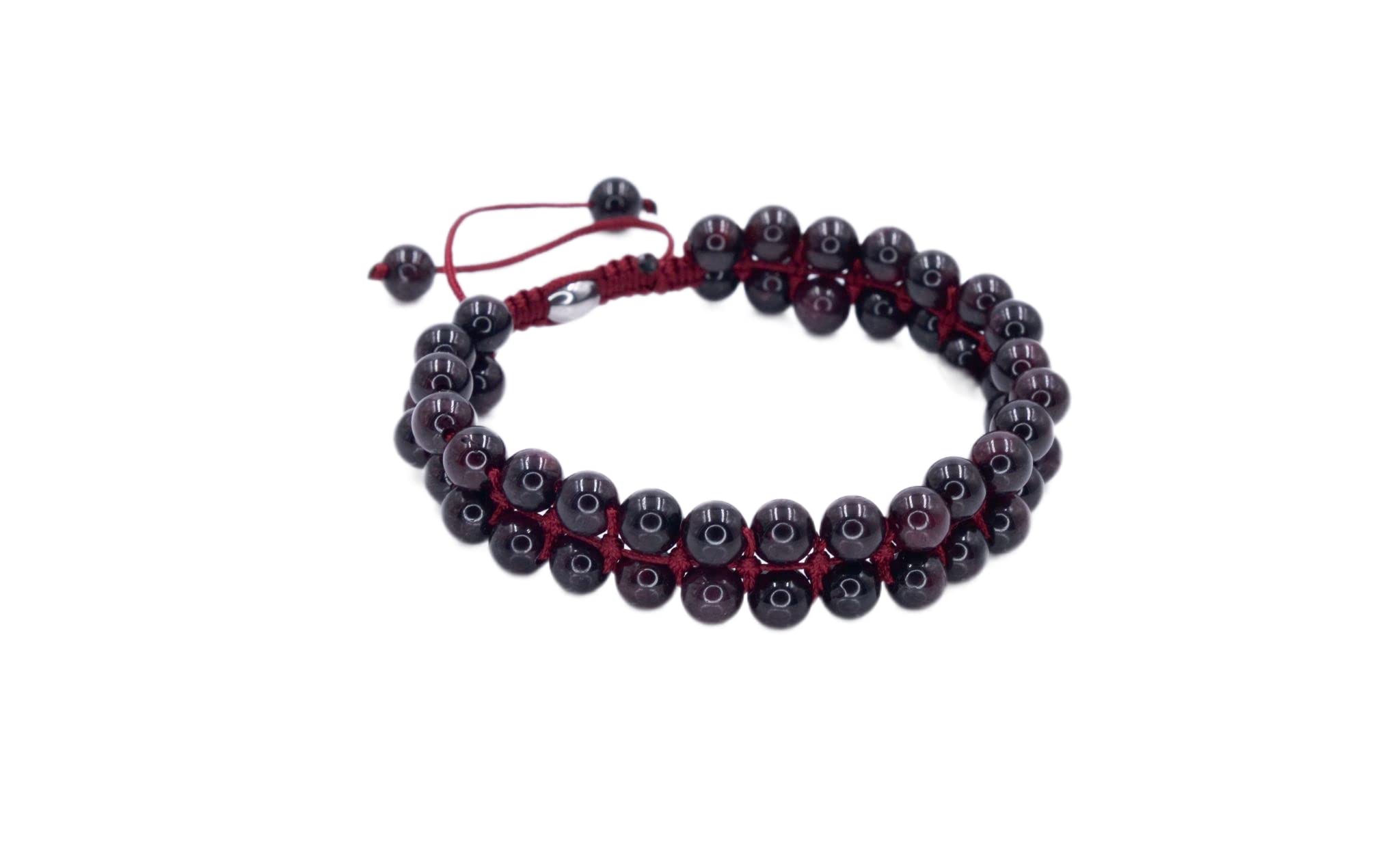 Herren Edelstein Armband | Doppel Armband für Männer mit Edelsteinen | Granat | Makramee Bracelet | Geschenk für Mann | Handgemacht