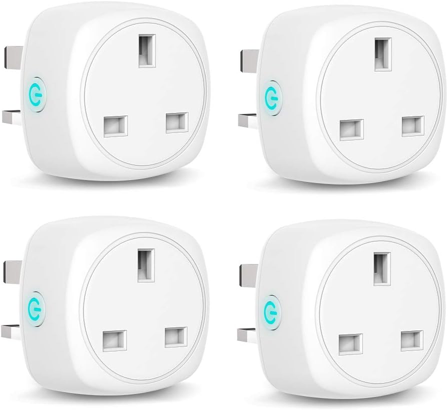 Smart Plug WiFi Socket Work with Alexa (Echo and Echo Dot), Google Home, Wireless Remote Control Timer Switch Plugs Mini Outlet, 13A, No Hub Required, 2.4Ghz Only, 4 Pack